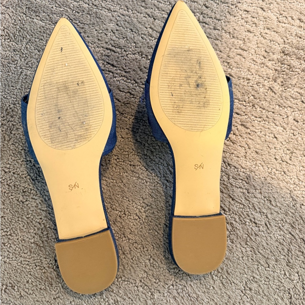 Pointed Toe Beaded Slide Mules - Blue - Picture 2 of 2